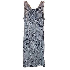 Vintage Y2K LULY K Sleeveless Stretchy Black White Swirl Print Dress Size Large